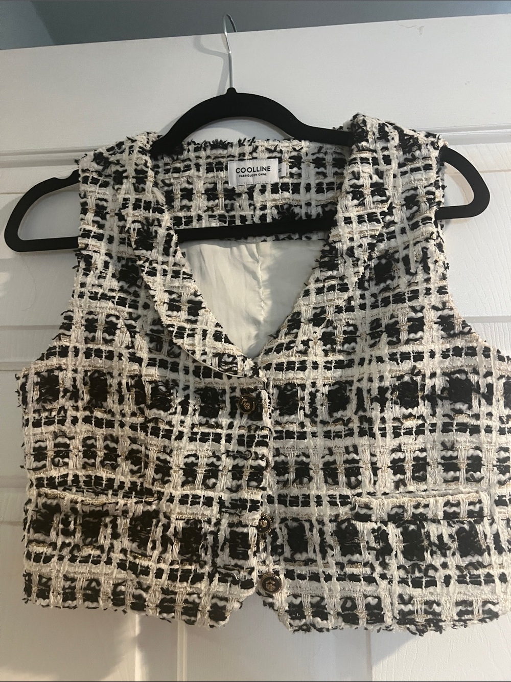 Black & White Tweed Sleeveless Vest